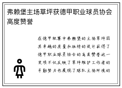 弗赖堡主场草坪获德甲职业球员协会高度赞誉 弗赖堡主场草坪获德甲职业球员协会高度赞誉